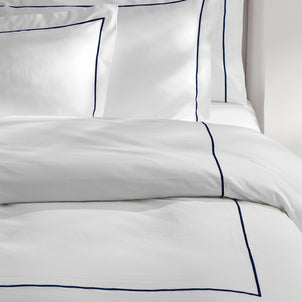 Ricamo Bedding - 300 TC Sateen White/Navy