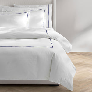 Ricamo Bedding - 300 TC Sateen White/Navy