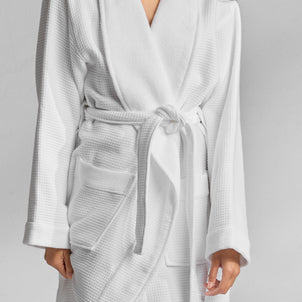Sakura Waffle Terry Robe White
