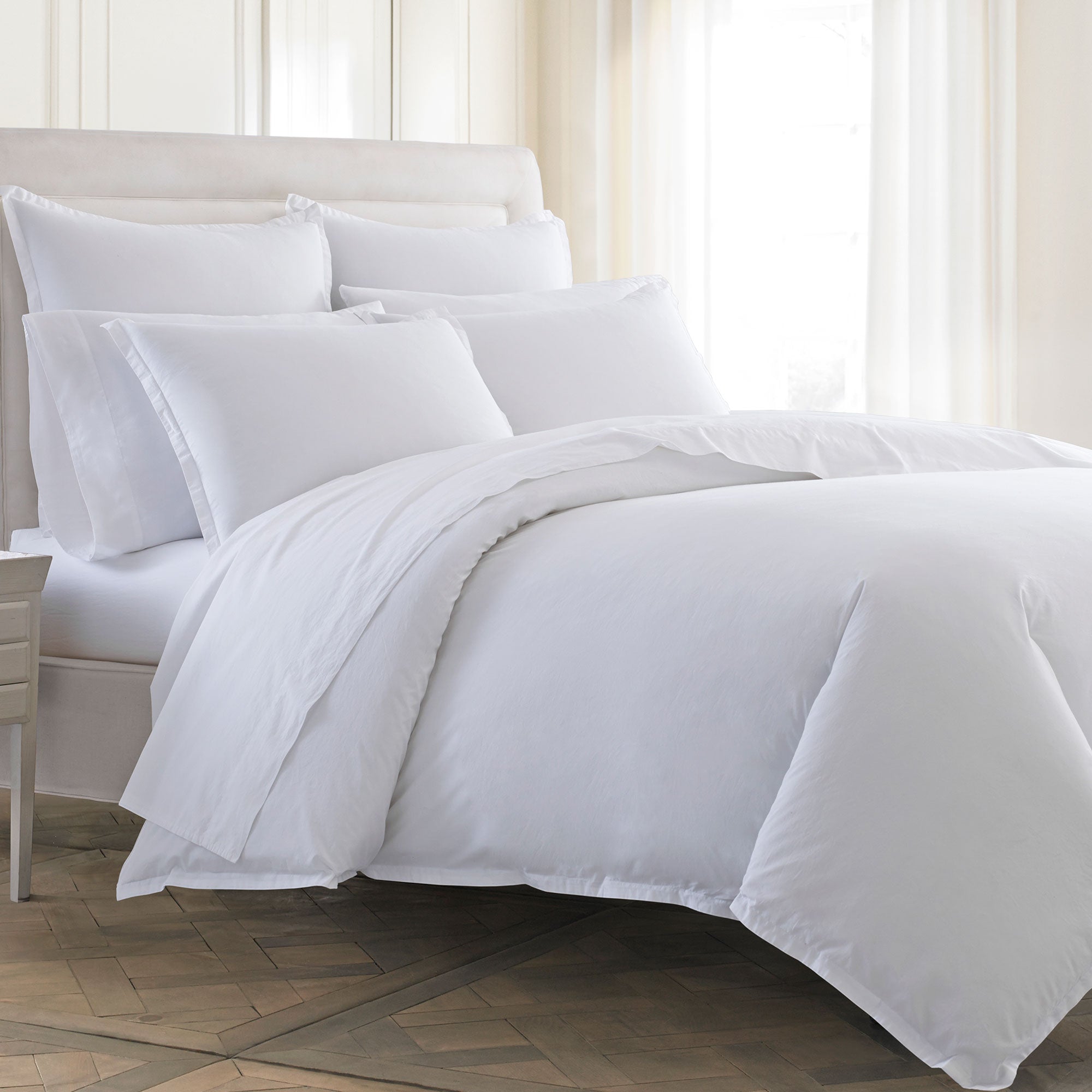 Crème Dekbedovertrek Bianca Effen Set - 160x220 Cm Kussensloop 50x80 Cm, 200 TC Katoen Percale Dekbedovertrek 200x220