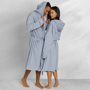 Jersey Knit Hooded Robe Grey
