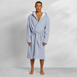 Jersey Knit Hooded Robe Grey