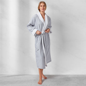 Seersucker Robe White/Grey