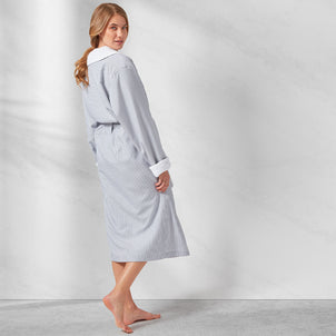 Seersucker Robe White/Grey