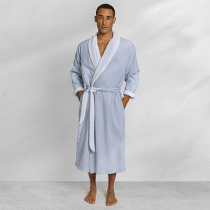 Seersucker Robe White/Grey
