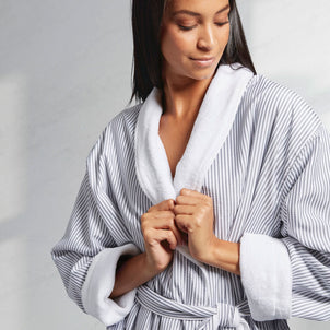 Seersucker Robe White/Grey