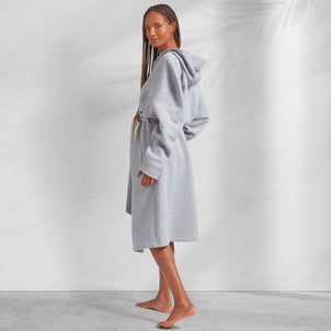 Jersey Knit Hooded OSFM Robe Grey