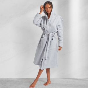 Jersey Knit Hooded OSFM Robe Grey